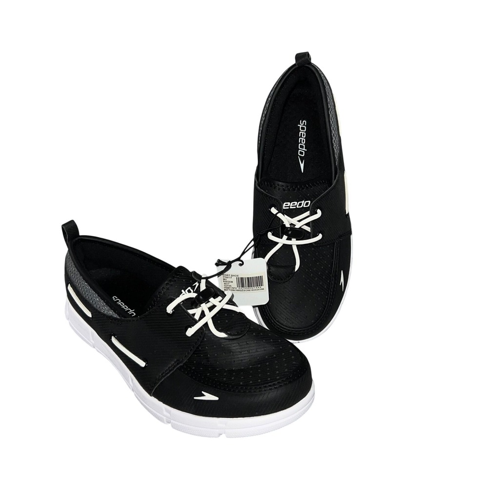 Speedo Port Shoe Womens Size‎ 6 Black White Water Boat Shoes